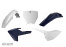 POLISPORT Plastic Kit HVA TC125/250 + FC250/350/450 2016 OEM
- Front Fender White
- Rear Fender Blue
- Side Panels White
- Radiator Scoops Blue
- Front Number Plate White