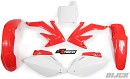 RACETECH Plastic Kit CR450F 05-06 OEM
- Side Panels White
- Radiator Scoops Red
- Front Fender Red
- Rear Fender Red
- Front Numberplate White