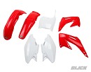 UFO Plastic Kit CR125/250 02-03 RED/WHITE
Kit includes:
- Front Fender Red
- Rear Fender Red
- Side Panels White
- Radiator Scoops Red
- Number Plate White