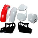 UFO Plastic Kit CR500 95-01 OEM
Kit includes:
- Front Fender Red
- Rear Fender White
- Side Panels White
- Radiator Scoops Black
- Front Number Plate White